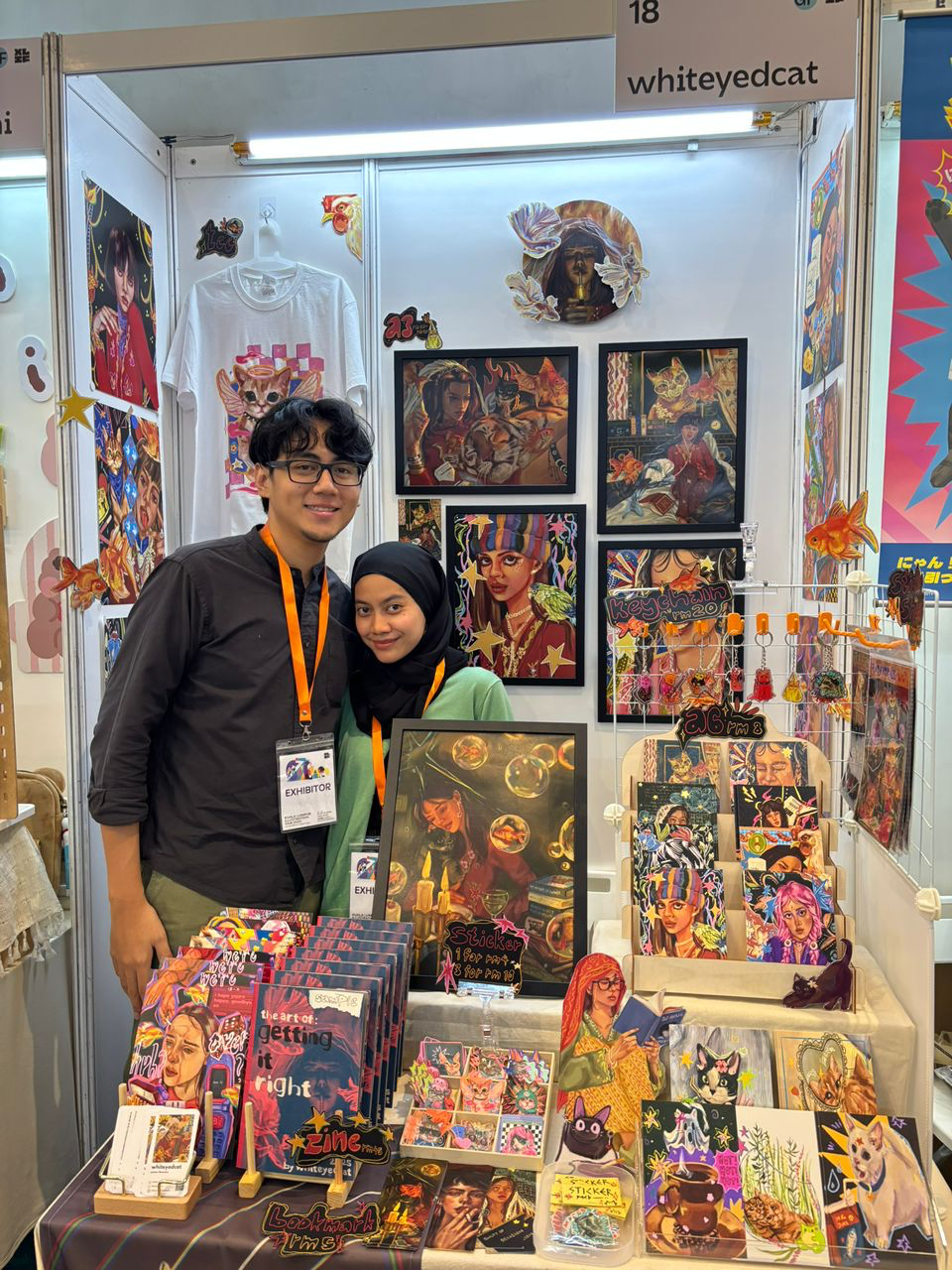 whiteyedcat booth display at KL Illustration Fair 2025.